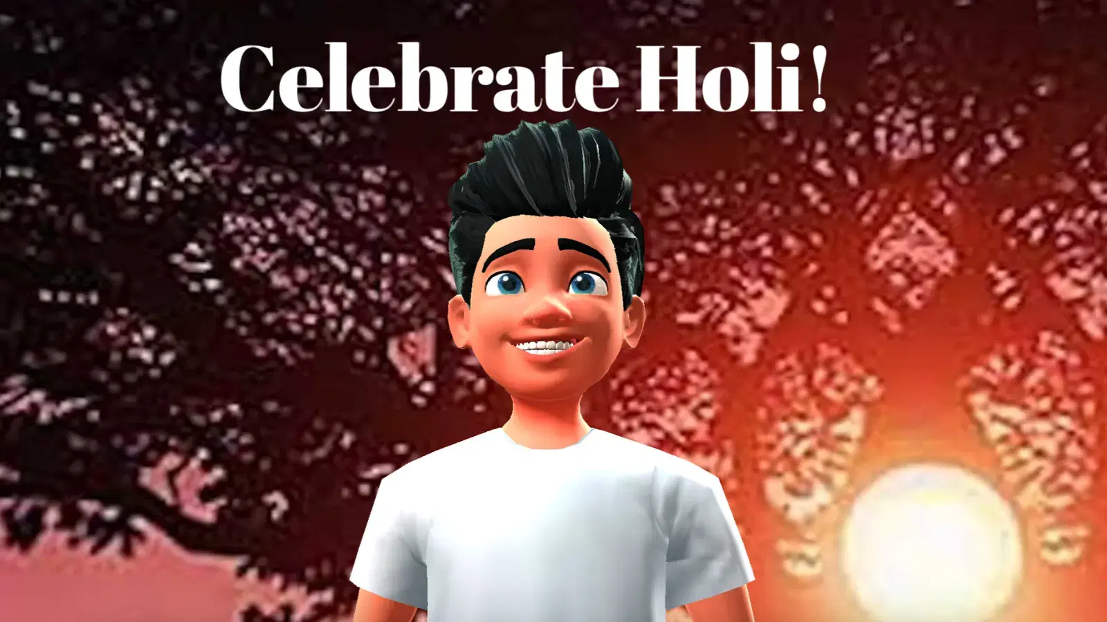 Design animated videos with cartoon characters using comic strip template style Holi AI Character Invitation Maker Template