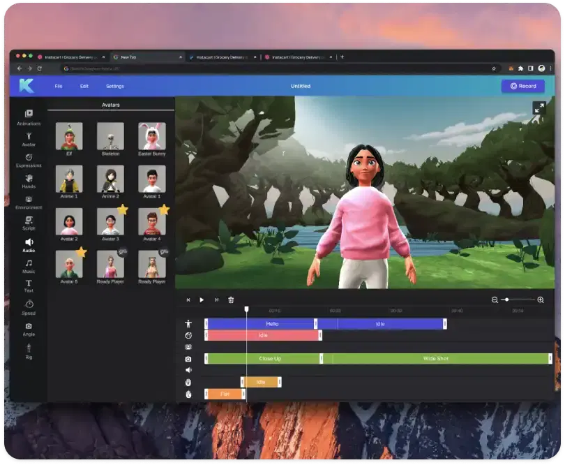 Create and use AI to edit professional animation videos with 3D backgrounds.