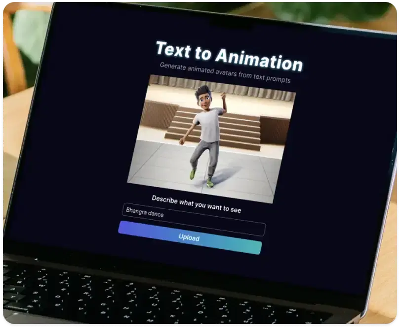Type in a text prompt, like “jumping jacks” and generate an animation in minutes.