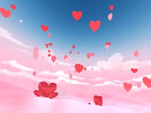 Cool 3D aesthetic background of hearts pink color and fuchsia color in Krikey Animation maker video editor, easy to add custom cartoon characters. color red.
