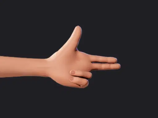 Cartoon Hands in different sign language alphabet styles, in this image it shows a Bang Bang hand gesture for cartoon characters in Krikey Video Editor.