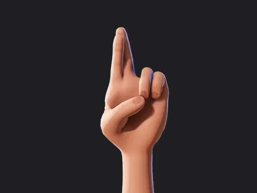 Cartoon Hands in different sign language alphabet styles, in this image it shows a Good Luck hand gesture for cartoon characters in Krikey Video Editor.