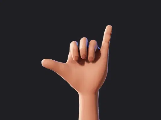 Cartoon Hands in different sign language alphabet styles, in this image it shows a Hang Loose hand gesture for cartoon characters in Krikey Video Editor.