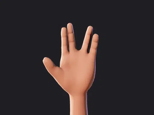 Cartoon Hands in different sign language alphabet styles, in this image it shows a Live and Prosper hand gesture for cartoon characters in Krikey Video Editor.