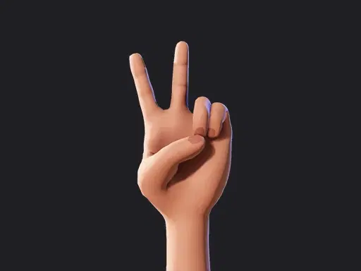 Cartoon Hands in different sign language alphabet styles, in this image it shows a Peace sign hand gesture for cartoon characters in Krikey Video Editor.