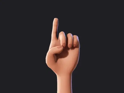 Cartoon Hands in different sign language alphabet styles, in this image it shows a Point hand gesture for cartoon characters in Krikey Video Editor.