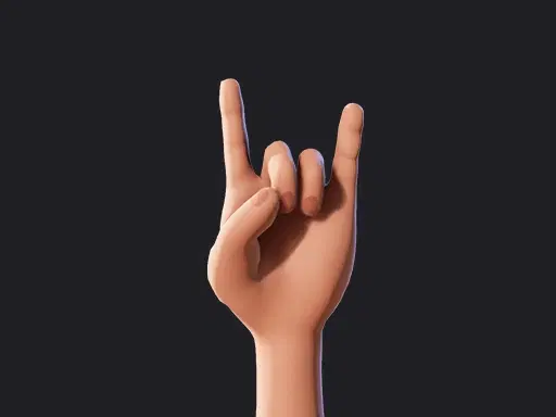 Cartoon Hands in different sign language alphabet styles, in this image it shows a Rock On hand gesture for cartoon characters in Krikey Video Editor.
