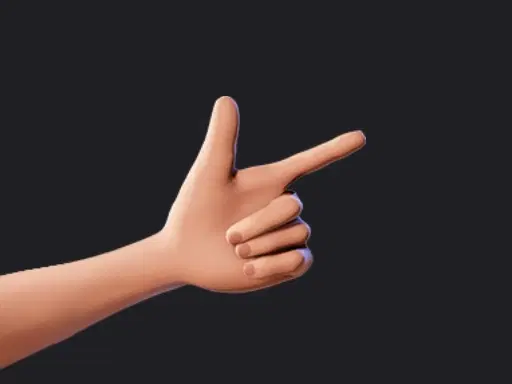 Cartoon Hands for animation explainer videos and lesson plans, in this image it shows a shoot hand gesture for cartoon characters in Krikey Video Editor.