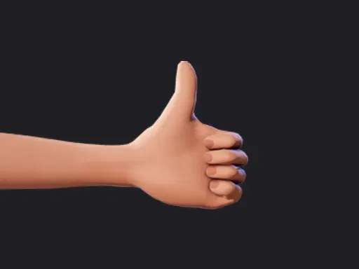 Cartoon Hands in different sign language alphabet styles, in this image it shows a Thumbs Up hand gesture for cartoon characters in Krikey Video Editor.